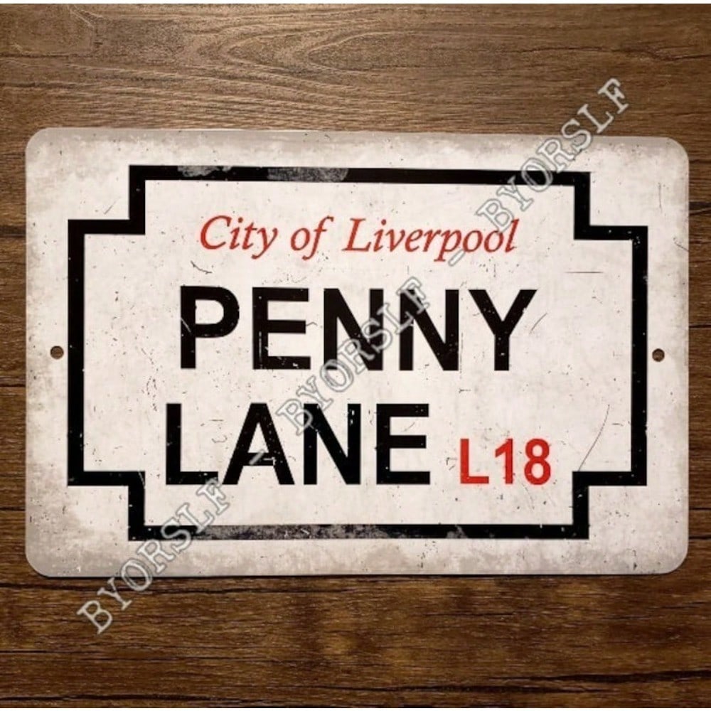Винтажная металлическая жестяная табличка Penny Lane Ливерпуль Англия Уличный знак Декор стены Мужская берлога Паб Бар Офис 20x30