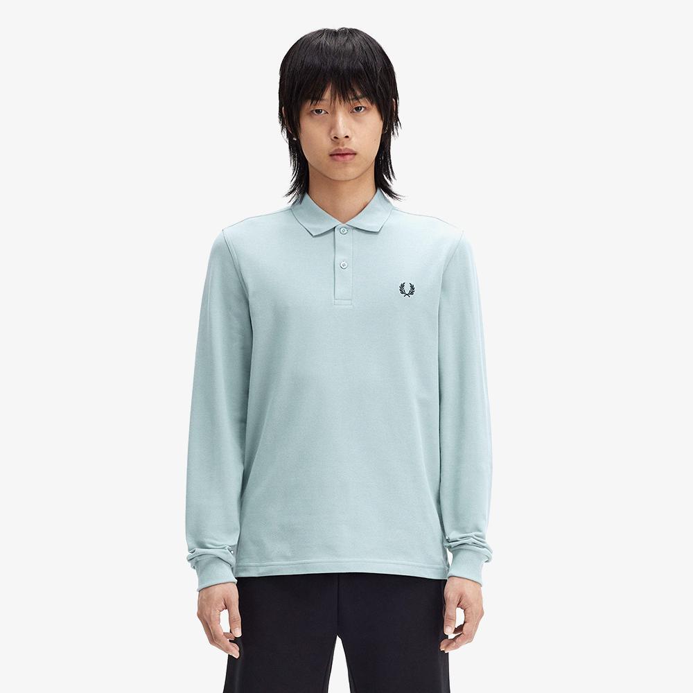 FRED PERRY [M6006] Long Sleeve Plain Fred Perry Shirt - Silver Blue/Black Afpm2436006-670