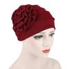 Turban Hat Stretchy Breathable Solid Color Women Side Flower Beanie Cap Headwear Hair Accessories