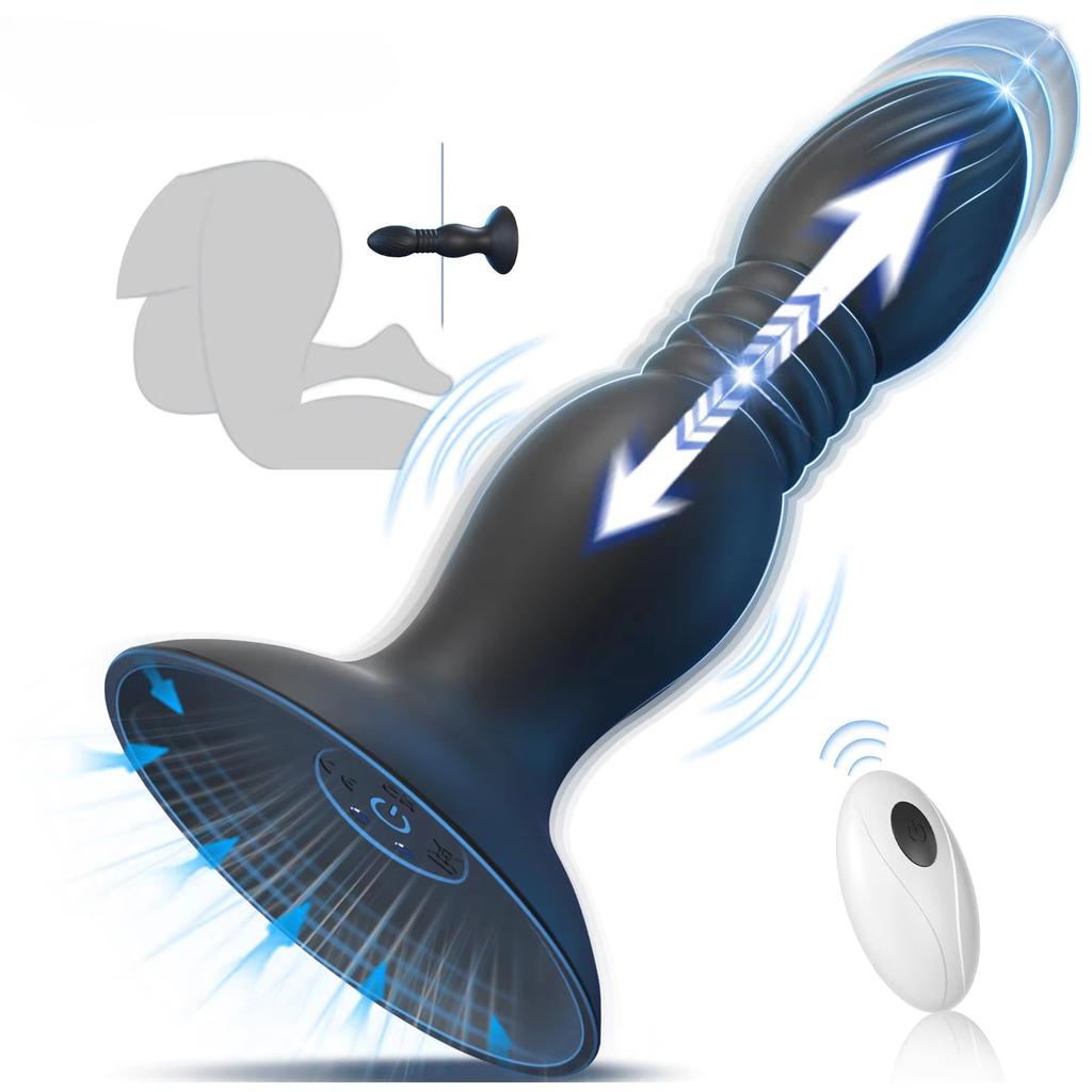 Masseur de Prostate Plug Anal Poussant Vibrant Contrôle à Distance par APP Ventouse Stimulateur Plug Anal Jouets Sexuels pour Homme Couple 18+