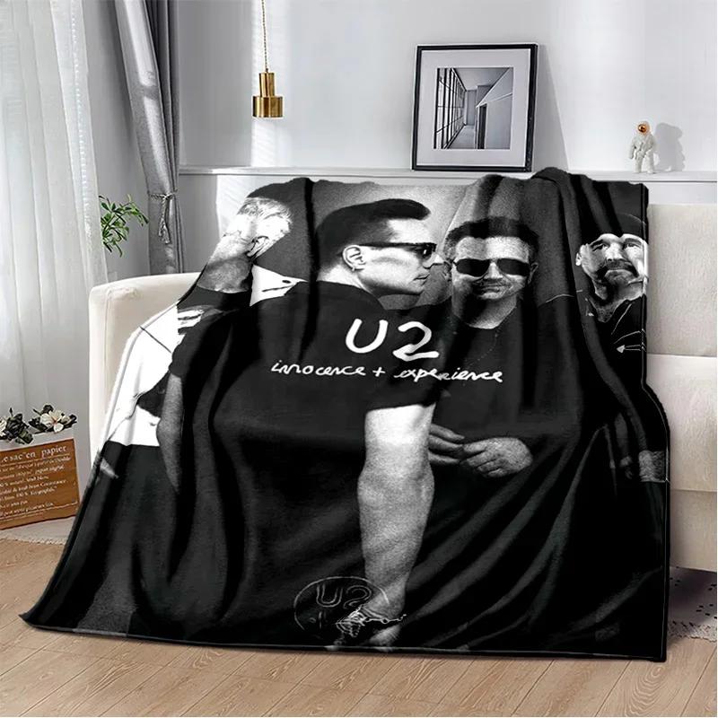 U2 Rock Bang Bono 3D Tisková deka, Měkká přehozová deka pro domácnost Ložnici Postel Pohovku Piknik Cestování Kancelář Krycí deka na odpočinek Děti