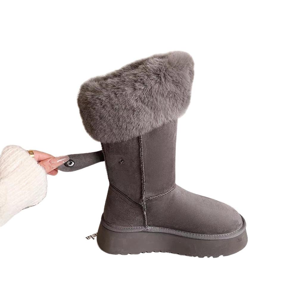 Women's Fur Integrated Thick Bottom Winter Fur Mouth Lightweight Warm Snow Boots Non-slip Wear Casual Sports High Cotton Boots