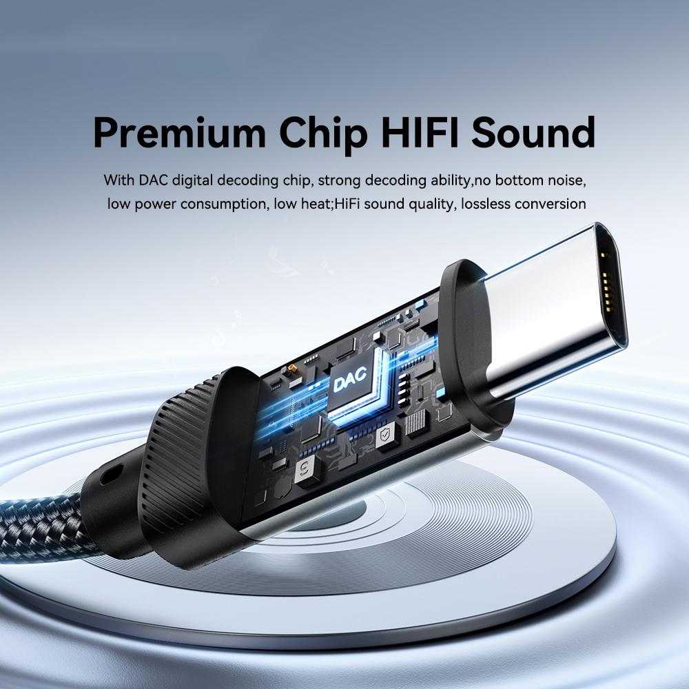 ESSAGER ES-YP22 Type-C To 3.5mm Audio Adapter Cable for Phones/Tablets Reversible Connector