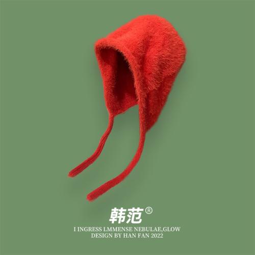 Y2K Cute Beanie Autumn Winter Women Warm Japanese Knit Hat Pile Caps Men Ear Protection Tie Pullover Hat Gorro Bonnet