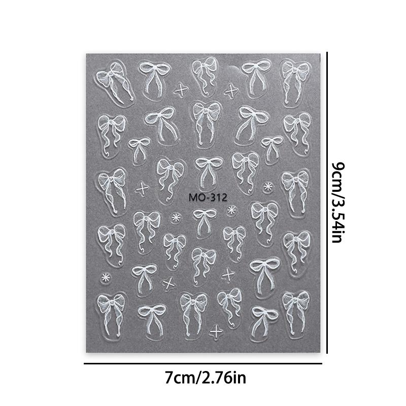 3D Cartoon Bow Nail Stickersdecals French Manicure Self-Adhesive Accessories Nail Art Decorations Beauty Tool