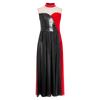Girls Lyrical Performance Dress Sleeveless Sparkling Sequins Top And Color Block Side Split Skirt