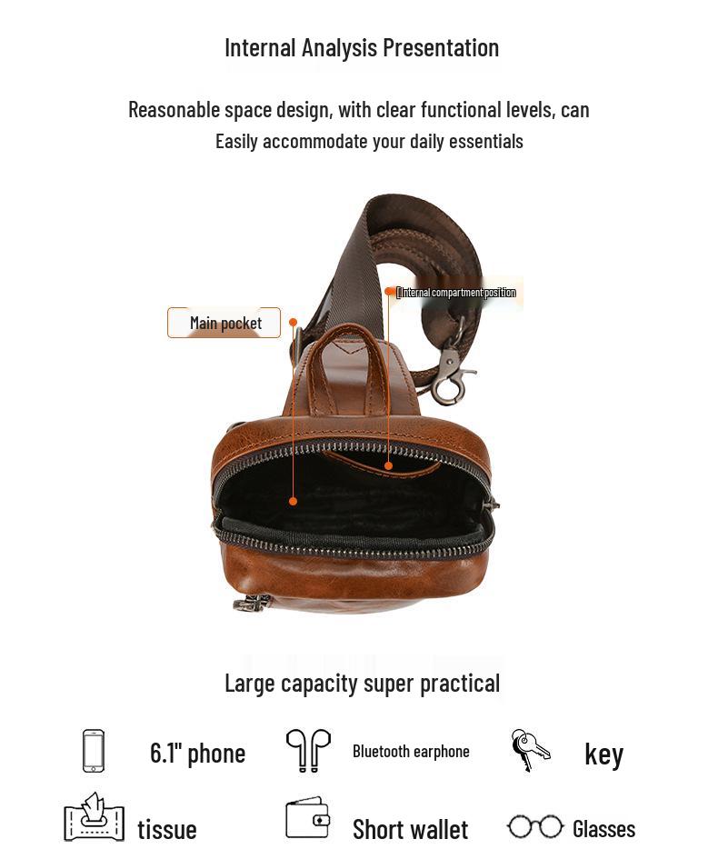 Men's Genuine Leather Retro Crossbody Chest Bag