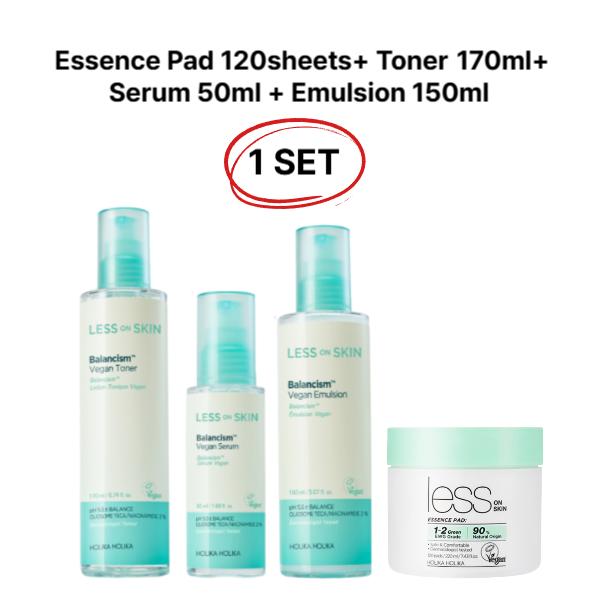 HOLIKA HOLIKA Less On Skin Balancism Vegane Hautpflegeserie (Toner 170 ml / Serum 50 ml / Emulsion 150 ml / Essence Pad 120 Blatt) (15 Optionen)