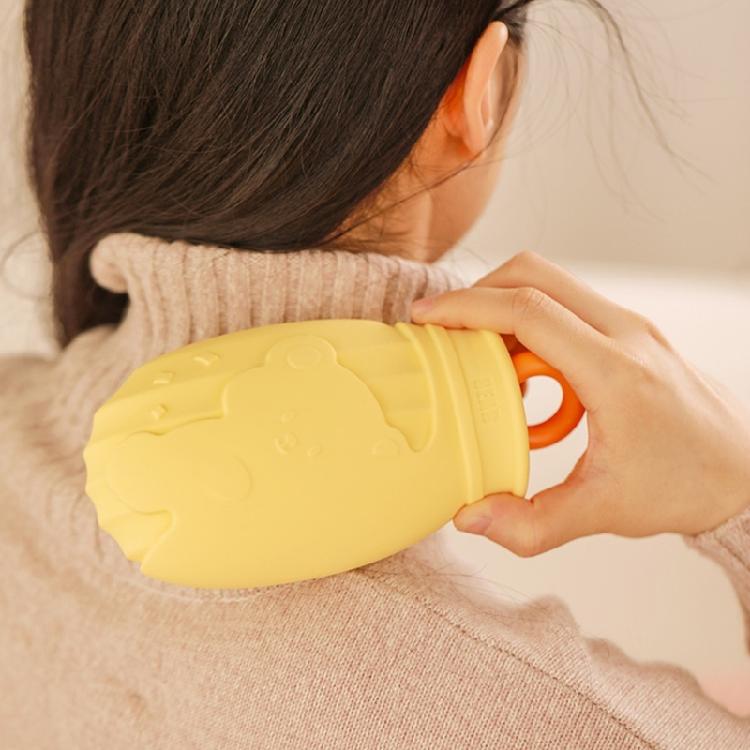 Warm Silicone Hot Water Bottle with Cartoon Animal Design Leak Proof Spout Easy Maintenances Hot Water Bag For Winter