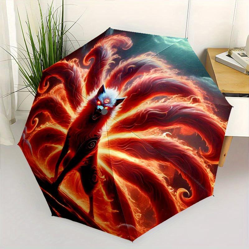 

Nine-tailed Fox 1 Portable Automatic Folding Umbrella Suitable for Travel and Daily Use An Ideal Gift for Family and Friends (as the picture,Iron&8K)
