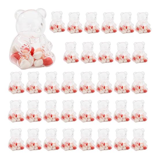 Bear-Shaped Candy Box Large Capacity Clear Plastic Storage Container Reusable Decorative Candy Storage Jar