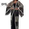2 Pcs/Set Women Evening Dress Big Swing Shiny Bronzed Cardigan Slip Dress Set See-through Mesh Long Sleeve Coat Cocktail Events Special Occasions