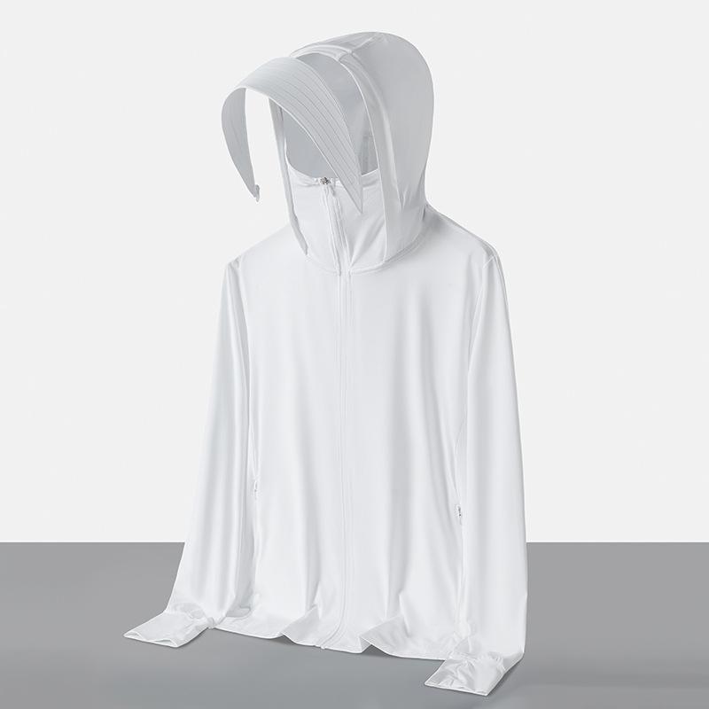 Raw yarn sunscreen clothing women's removable brim men's ice silk UPF + UV protection outdoor fishing sunscreen clothing