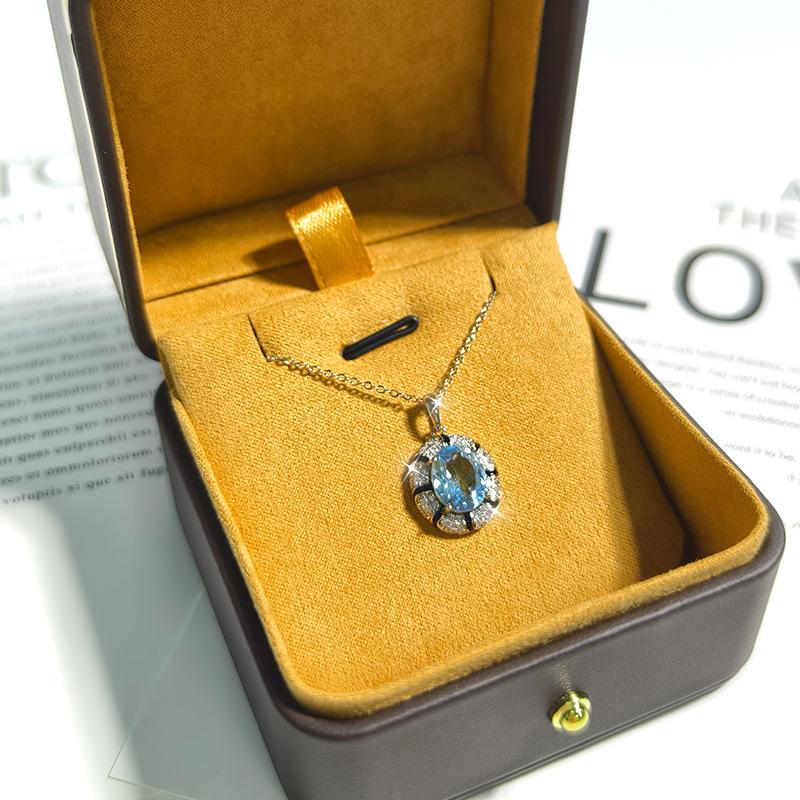 S925 Silver Necklace with Natural Topaz/Crystal Pendant, Colorful Gemstone Jewelry for Women
