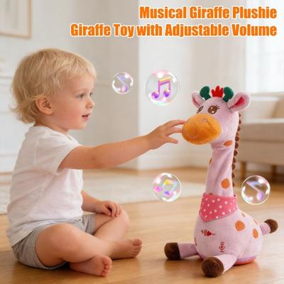 Dancing Giraffe Toy with LED Lights Sings Dances Repeats What You Say Plush Giraffe Toy Baby Electric Talking Stuffed Giraffe Musical Toy