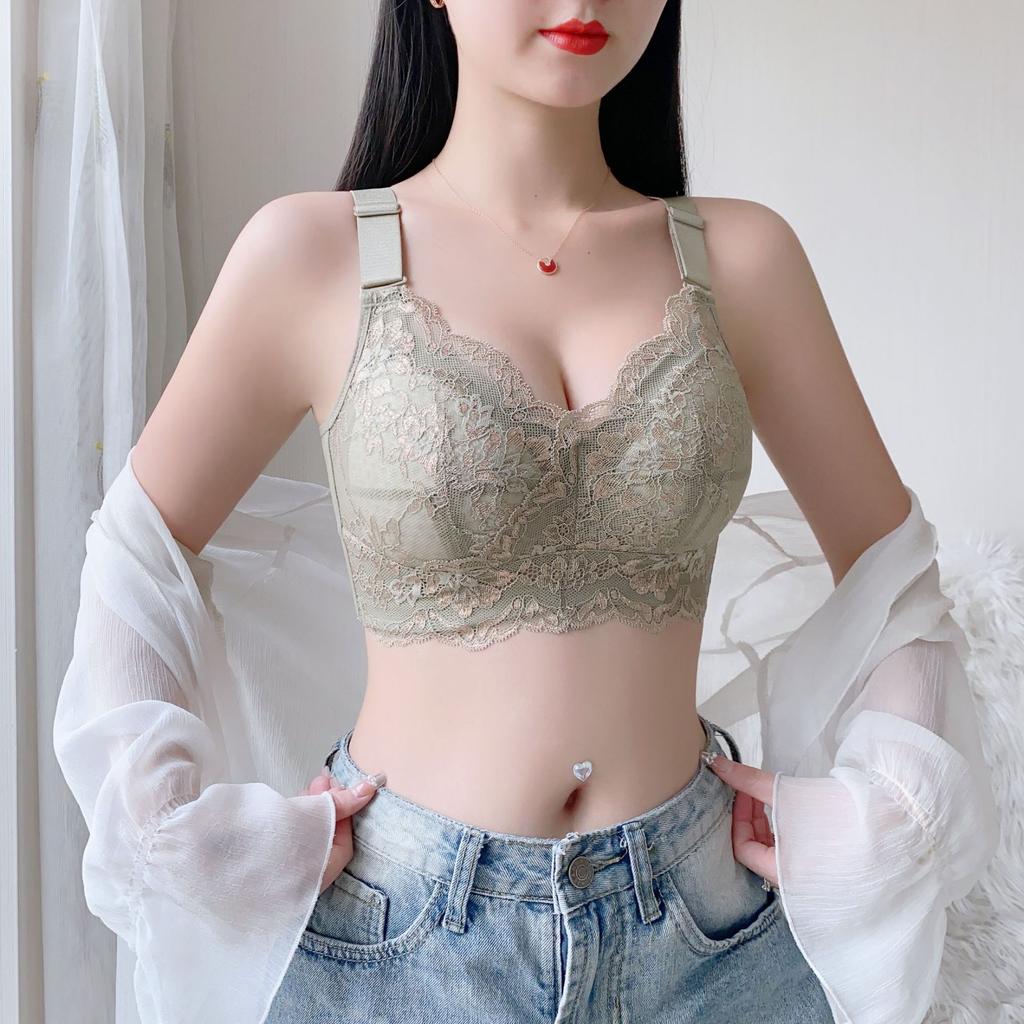 Summer Bra Women's Thin Bra Women's Underwire Bra Gathered Chest Gathered Accessory Bra Plus Size Bra