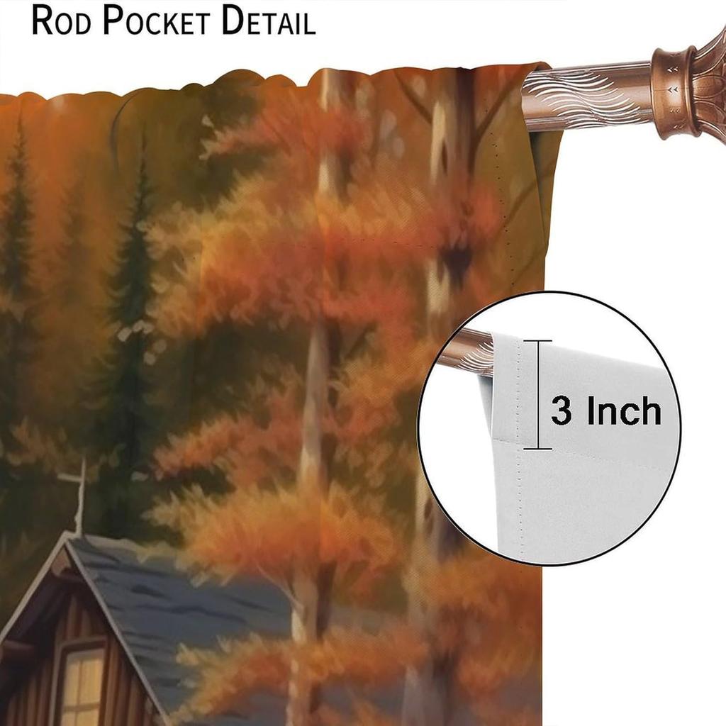 Farmhouse Deer Curtains Bedroom Vintage Rustic Fall Hunting River Cabin Elk Wildlife Window Drape Boys Girls Living Room Curtain For Sitting Polyester