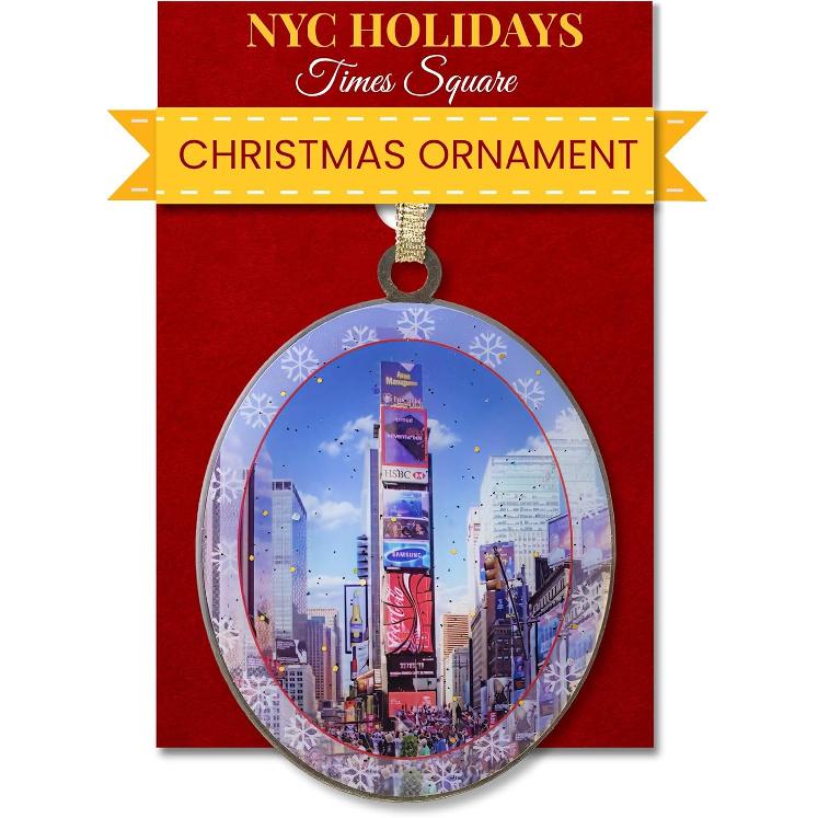 Brooklyn Bridge Snow New York Ornament - NYC Holiday Collectible, Double-Sided Brass with Glitter and Epoxy, Gift-Boxed, 2.5 x 3 Inch by ArtMalore