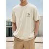Coconut Tree Sketch Pattern Pure Cotton Crew Neck And Short Sleeve T-shirt, Men's Summer Fashion Tee, Casual And Trendy Tops For Daily Outerwear