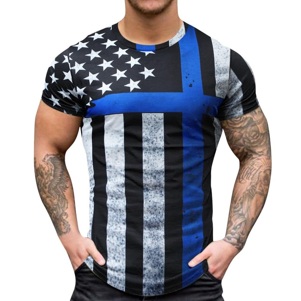 

Flag Pattern 3D Digital Printing Men s Street Trendy Round Neck Short Sleeved T-shirt 6XL