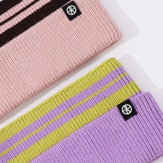 Kids Knitted Headband Wide Edge Elastic Ear Protection Warm Striped Contrast Design Ponytail Opening Headband