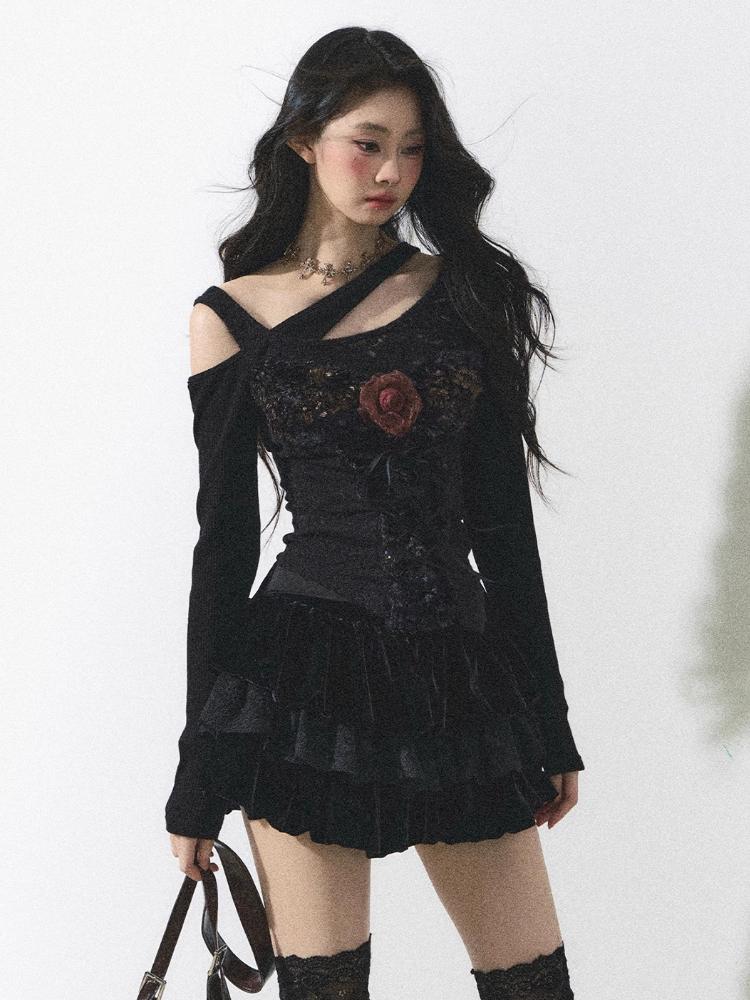 Dantela Spicy Girl Mini fusta plisata Femeii Toamna Iarna A-line Kawaii Sweet Party Fusta Harajuku Coreana Moda Casual Fusta