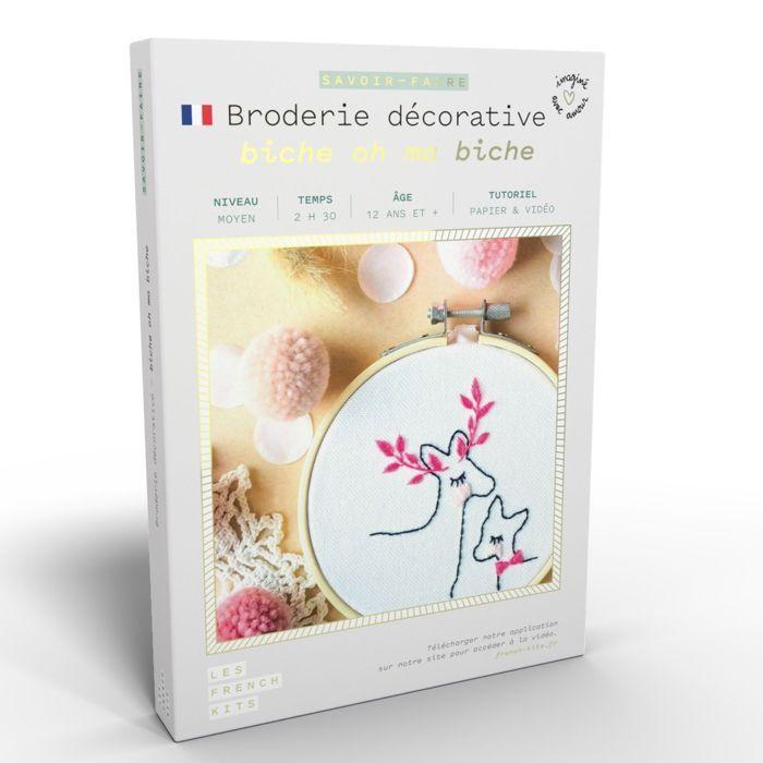 Embroidery Kits - French Kits - Biche Oh Ma Biche - Intermediate Level - 8 Pieces - Ages 12 and Up
