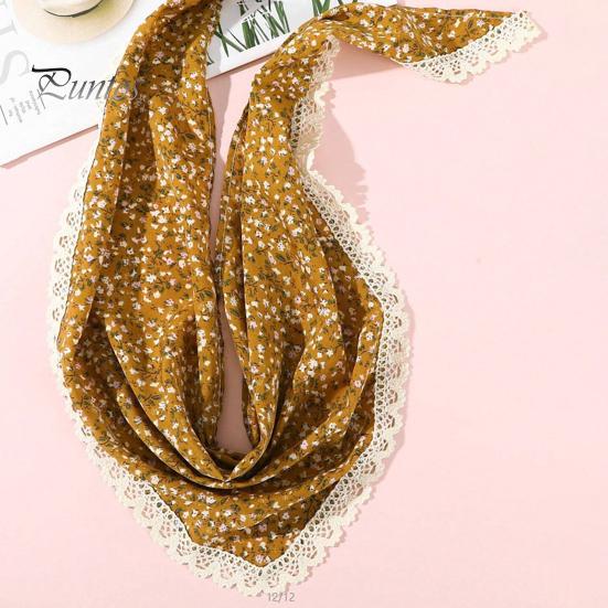 Kopftuch im Dreiecksstil mit Spitzenbesatz, Blumendruck, Damen-Stirnband, Damen-Make-up, Fotografie, Haar-Accessoires