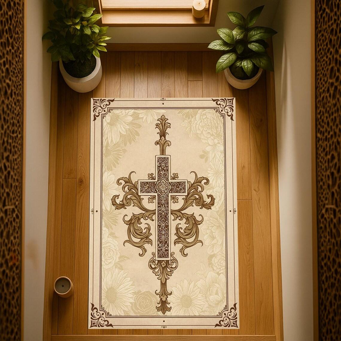 

Христианский молитвенный коврик Ковер с противоскользящим покрытием Машинный ковер Спальня Гостиная Ванная Общежития Напольный коврик 50X80CM