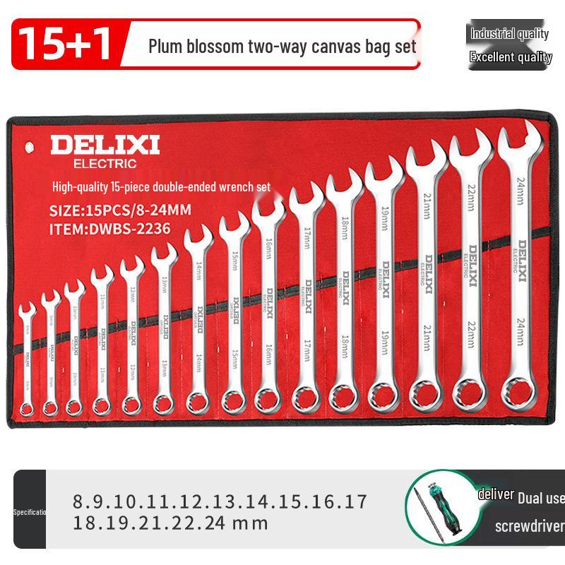 Delixi No. 10-13 Open-End Box-End Double-Ended Wrench Set