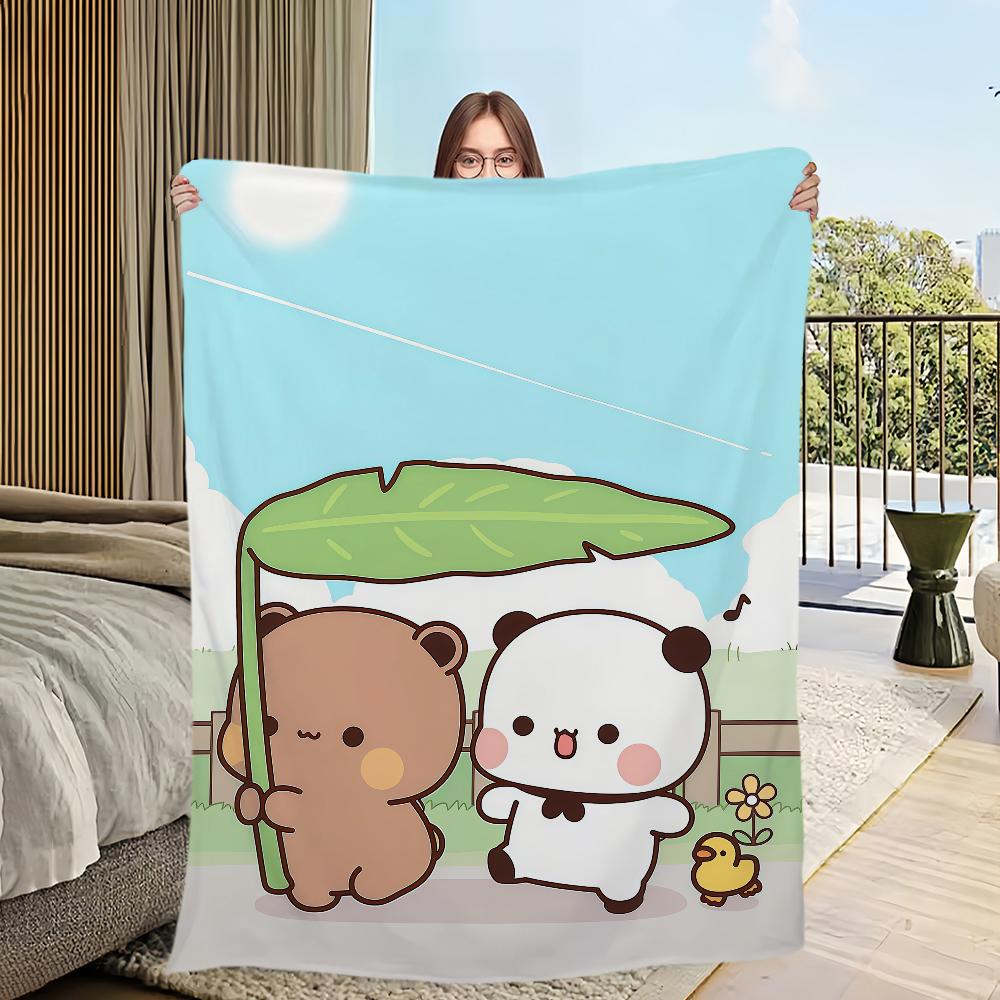 kawaii cartoon bear d-dudu b-bubu Flannel warm comfort soft plush blanket sofa living room hogar office bedroom travel gift home