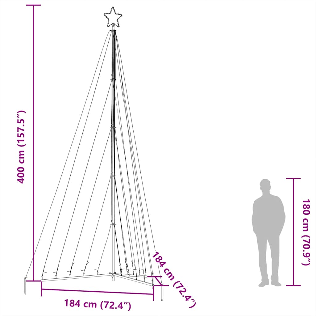 LED Christmas Tree 570 Warm White LEDs 399 Cm