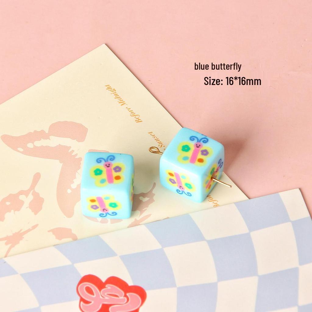 Colorful Cartoon Beaded Acrylic Phone Charm - Versatile Square Plaid Jewelry Accessory