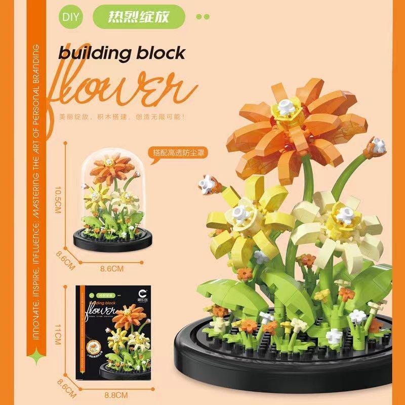Potted Building Block Simulation Succulent Bouquet Creative Puzzle Building Block Eternal Flower Home Decoration Rose