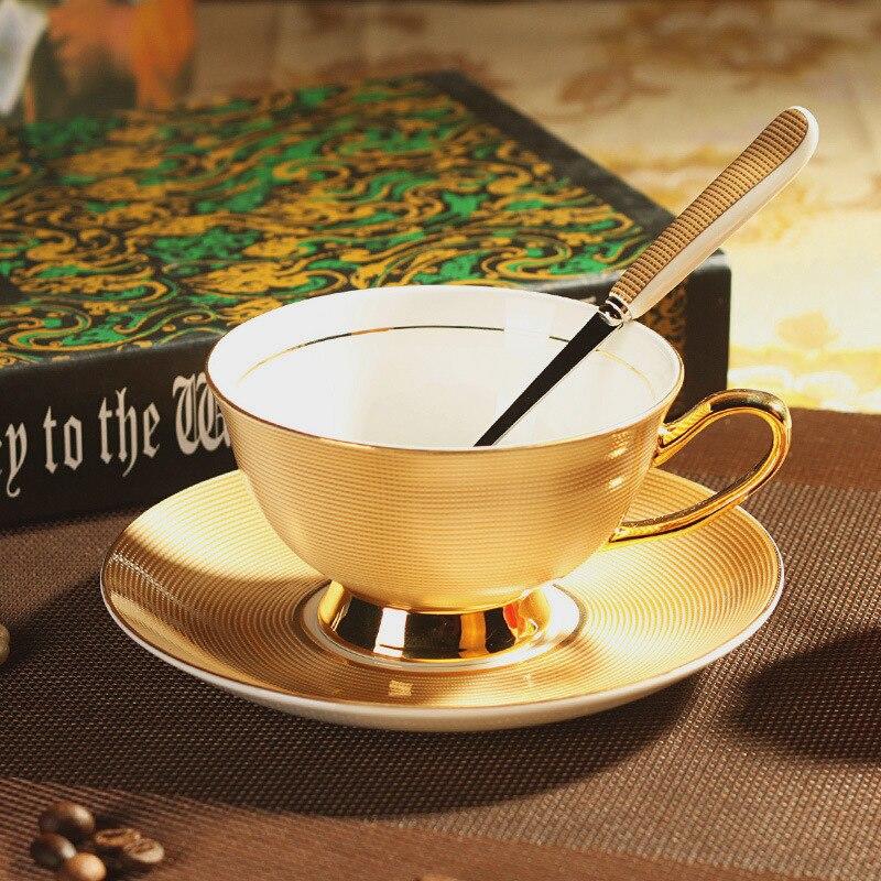 Royal Bone Porcelain Gold Cup Coffee Plate Dinnerware Pottery Decorative Cups Kitchenware Wedding Luxury