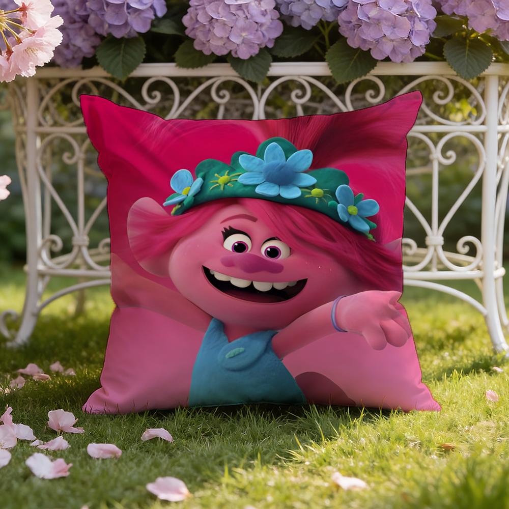 Anime T-TrollsS Cartoon Cushion Cover Home & Car Dual-Scene Pillow Cover: Reversible for Premium Comfort
