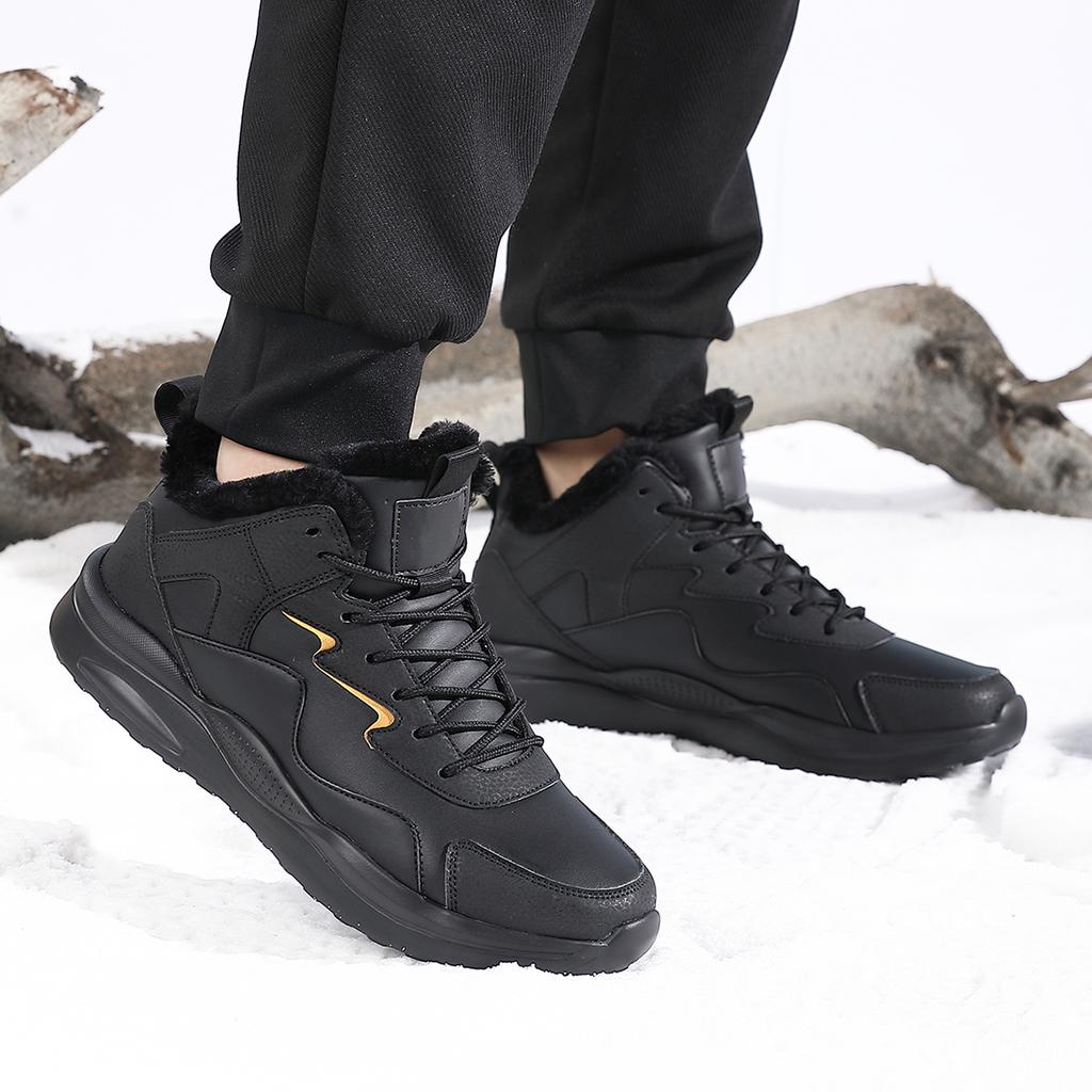 TUINANLE Men Platform Sneakers Mens Winter Plush Snow Shoes