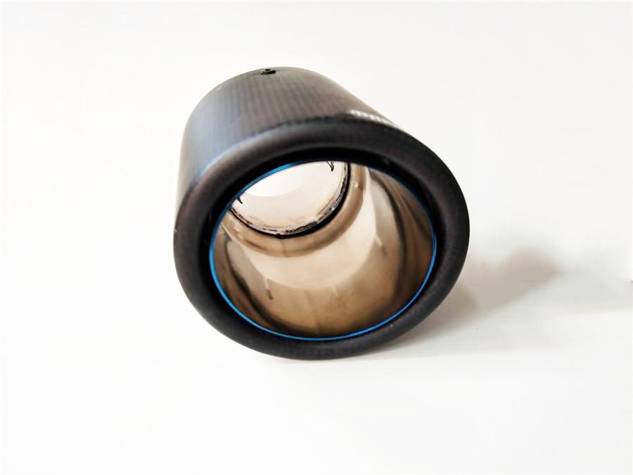 Car Universal 63-89mm Blue Burnt Steel End Carbon Fiber Exhaust Muffler Tip Pipe