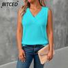 Women's Fashion Casual Sleeveless V-Neck Blouses & Shirts