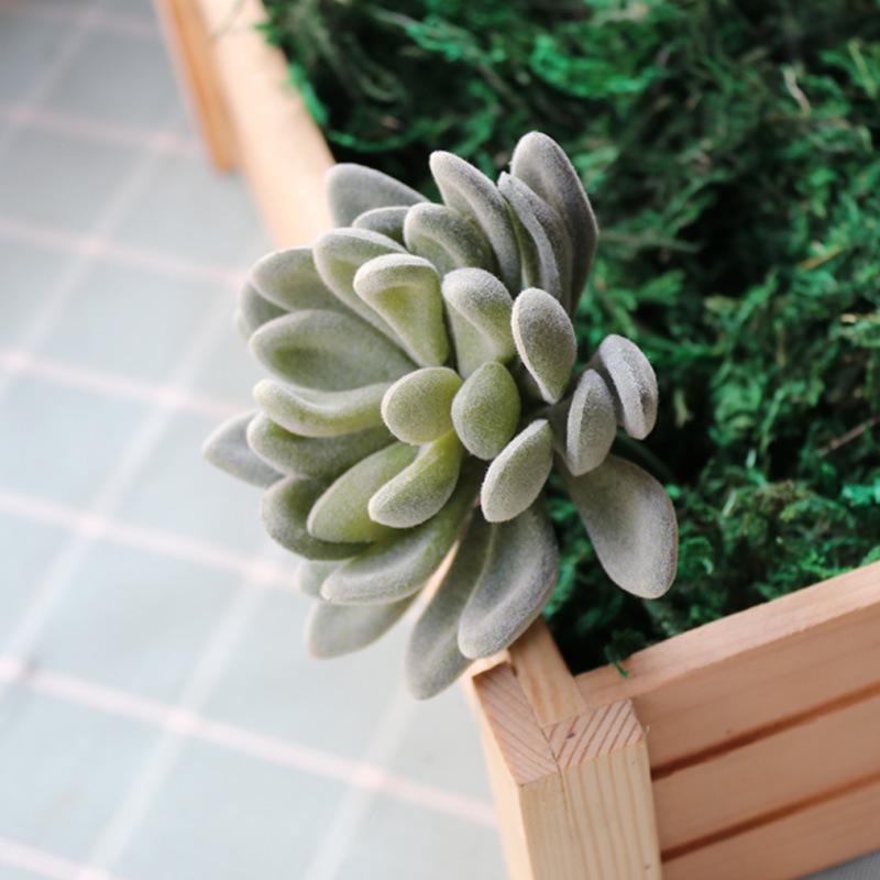 Realistic Flocked Succulents: Small Artificial Green Plant Wall Decor for Interiors