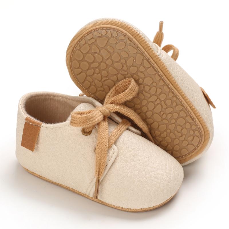 Khaki 0-18M Baby Casual Shoes Infant Toddler Bowknot Non-slip Rubber Soft-Sole Flat PU First Walker Newborn Bow Decor Mary Janes