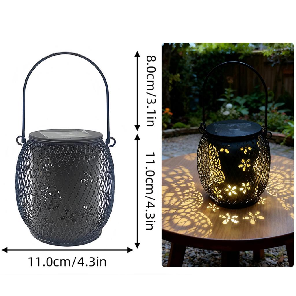 Metal Solar Garden Lantern Portable Hanging Outdoor Lantern for Patio Yard Camping Indoor Outdoor Ambient Lighting Decoration
