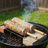 Cestello da griglia rotante con manico rimovibile in acciaio inossidabile 304, grande capacità. Ideale per barbecue all'aperto, feste in giardino e riunioni di famiglia.