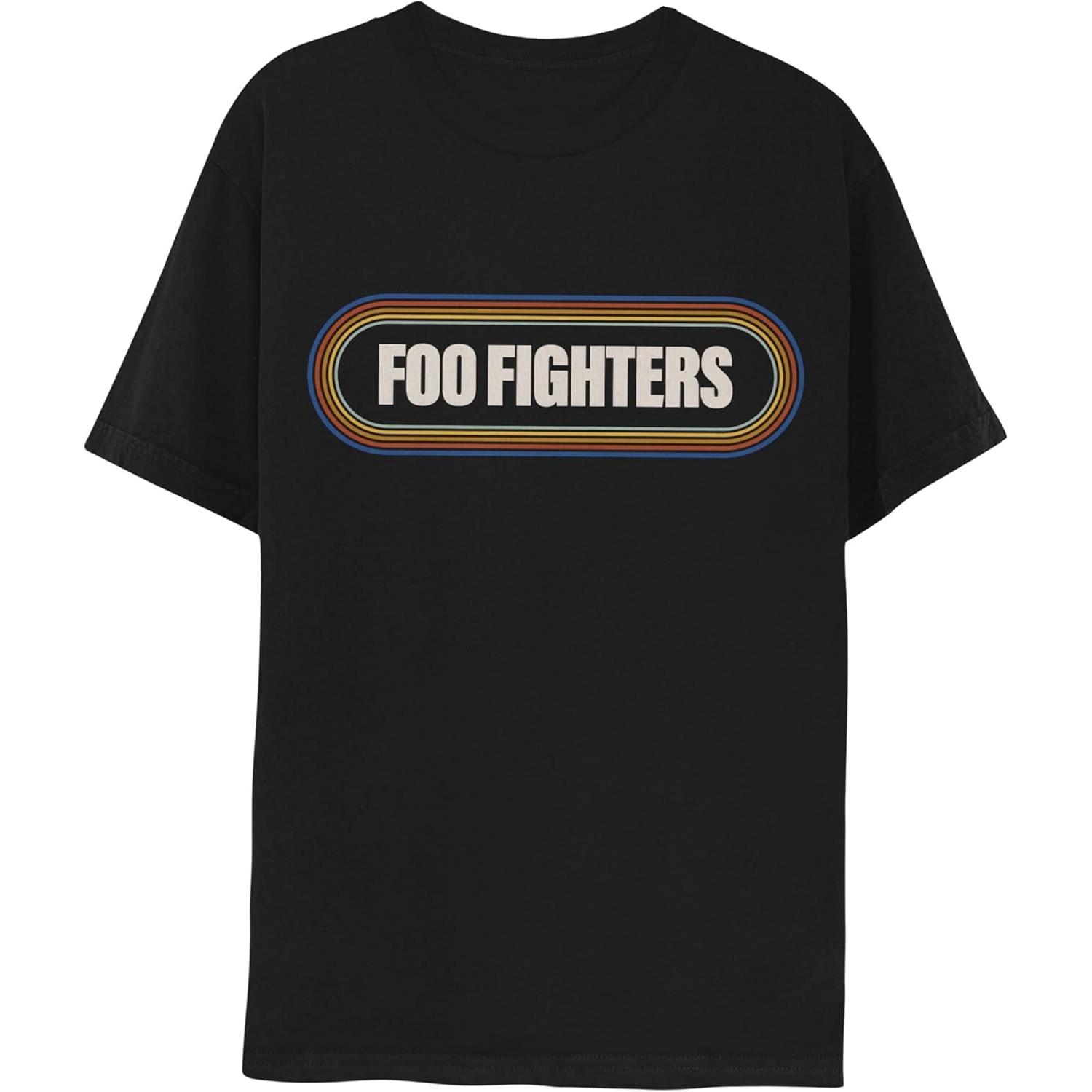 Foo Fighters Унисекс-Взрослый Официальный Мерч Футболка с Логотипом в Радужном Контуре S чёрный