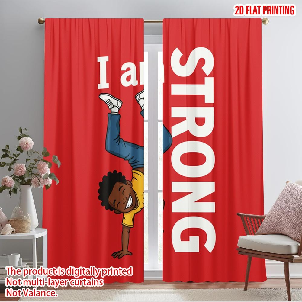 

2pcs 2D flat printing Party Curtains Dancing Strength Action Polyester Without Electricity 0 Perfect for Room bedroom wall decor 52.50×116.00 CM 2pcs