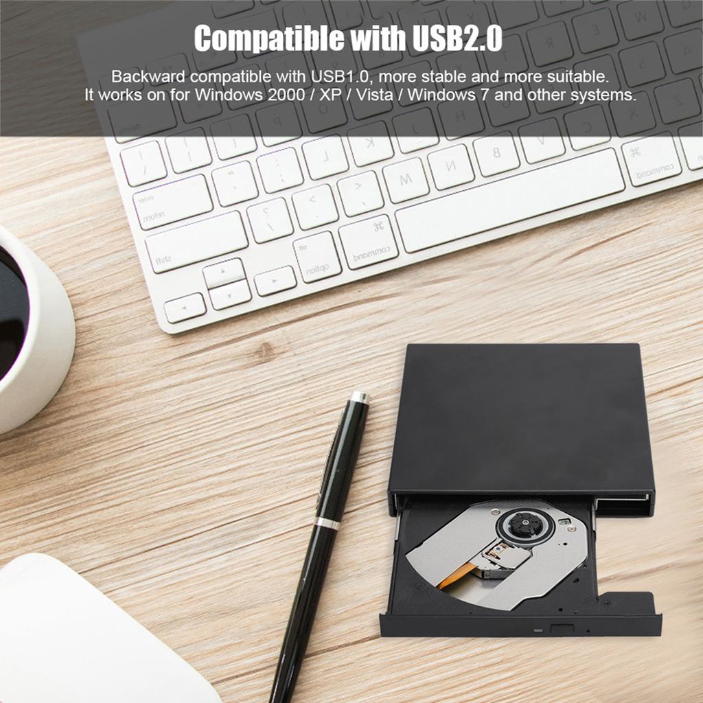 USB2.0 DVd RW Laptop Desktop CD ROM Optical Drive Black for Windows 2000 Xp Vista Windows 7