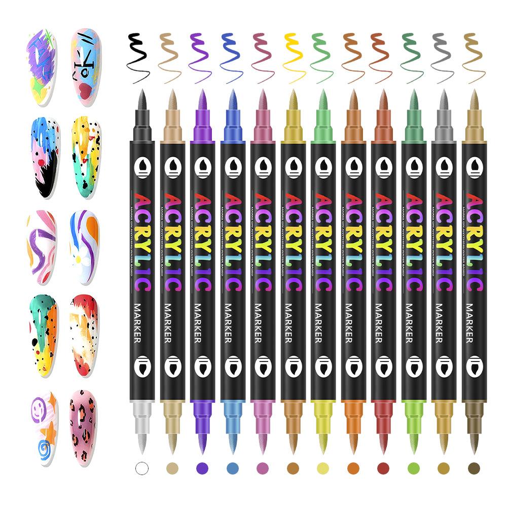 24 Color Nail Art Pens, 0.5 MM Nail Polish Pens Set Drawing Painting Point Liner Acrylic Painted Pen Kit, Waterproof Quick-drying Nail for DIY Gift
