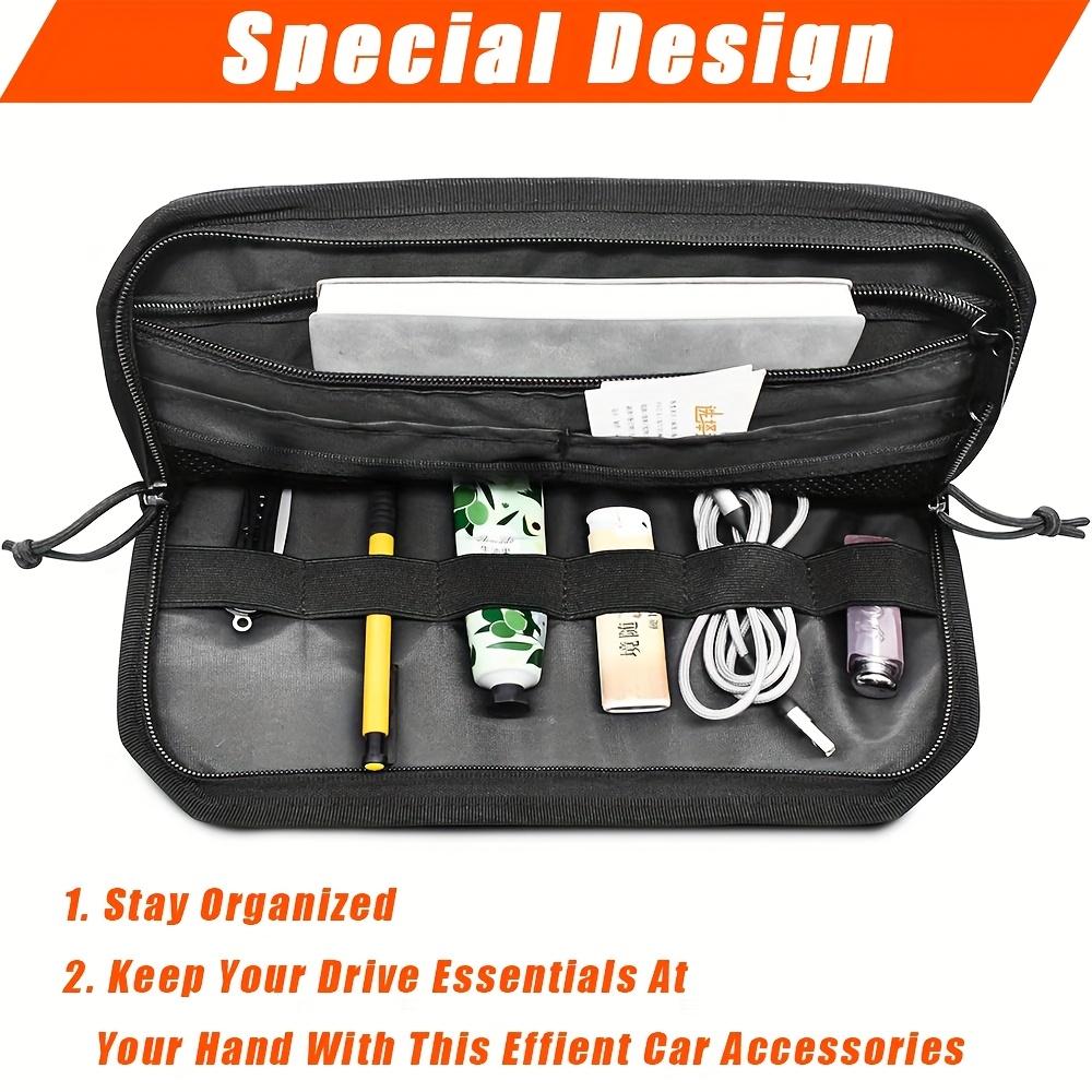 Car Sun Visor Storage Bag with Molle System & Double Zipper Closure - Heavy-Duty All-in-One Organizer with MOLLE Webbing