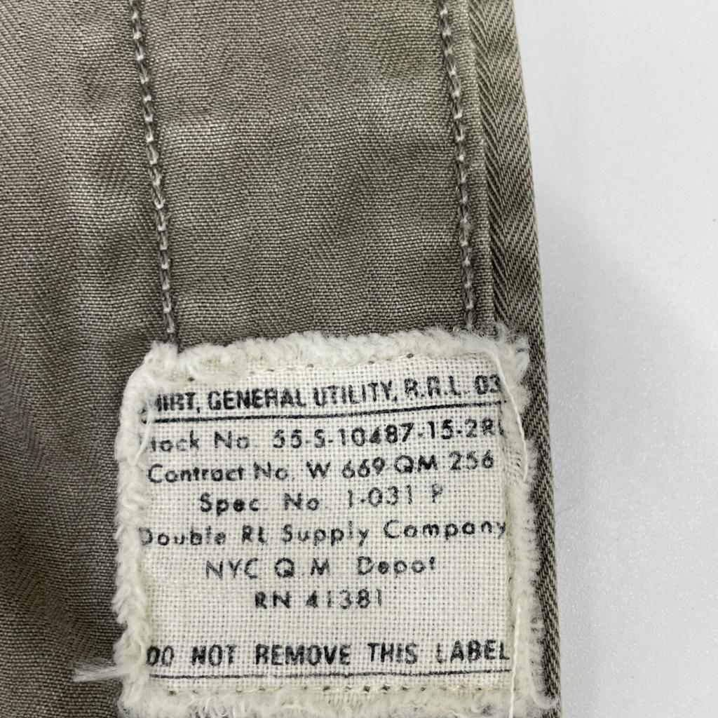 RRL Khaki cotton military long-sleeved shirt tops M khakiUsed