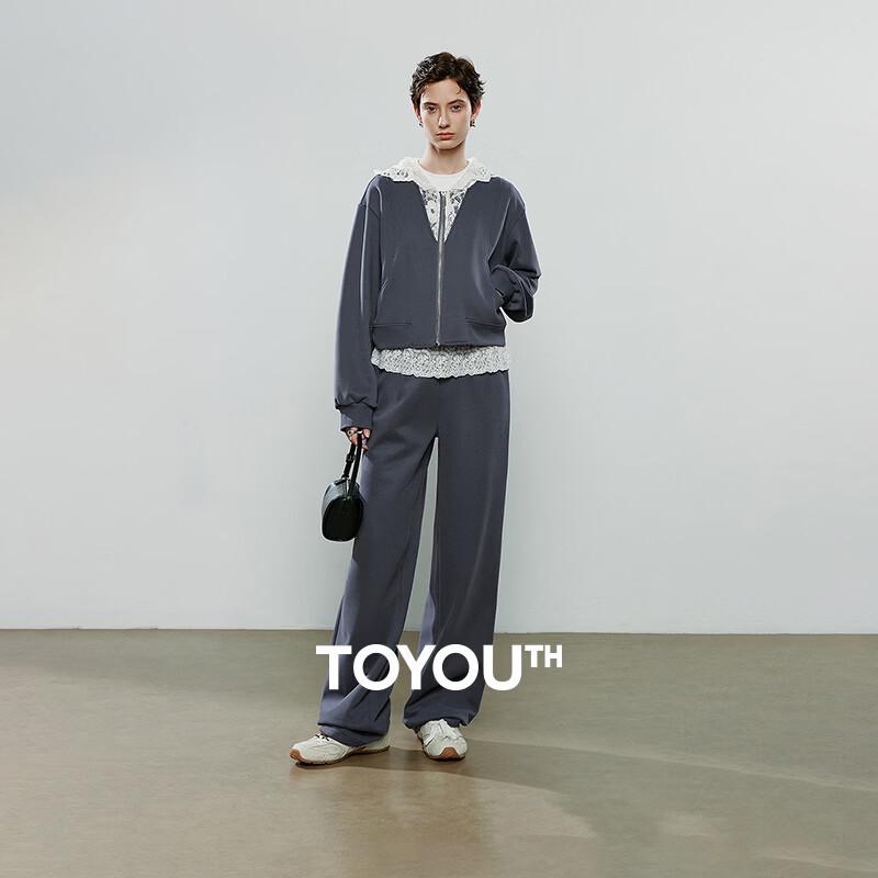 Chuyu Women s Patchwork Lace Cotton Faux Two-Piece Set M